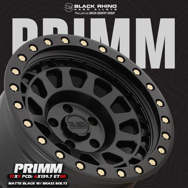 MÂM BLACK RHINO PRIMM 17×9 | 6×139.7 | ET00 | CB112.1 ( MÀU ĐEN MỜ)